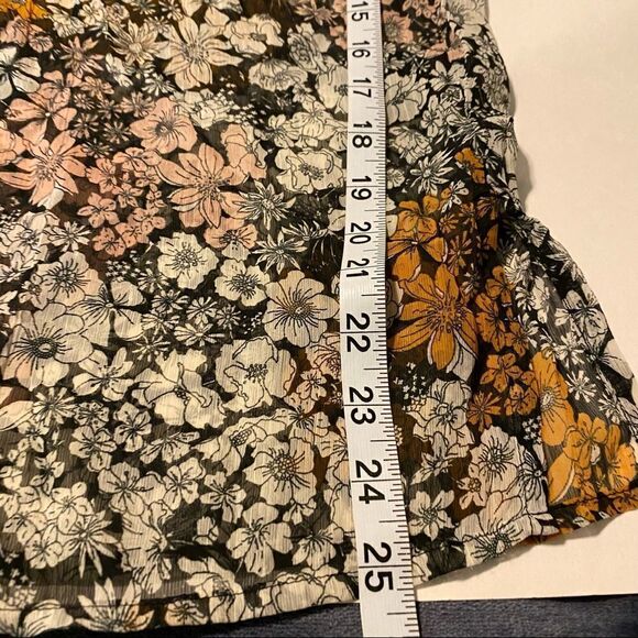 H&M Floral Sheer tunic Long Sleeve Blouse Peasant Mock High Neck button up -2 - Picture 12 of 12